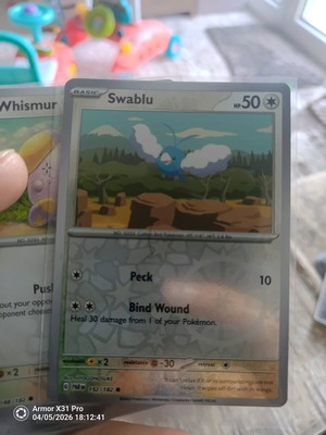 Pokemon Swablu (PAR 152) Paradox Rift Holo like new