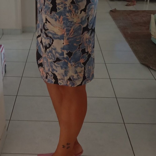Women's satin skirt size L, black and turquoise