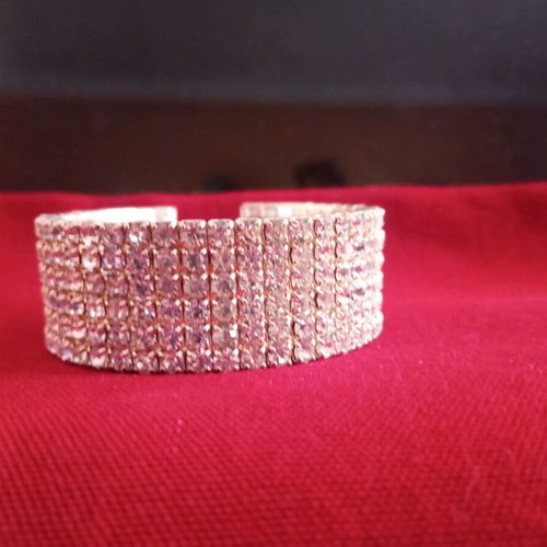 Enzzo Vintage '00s Cuff Bracelet with 5 Rows of Sparkling Rhinestones like new