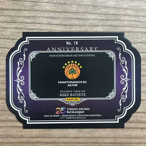 2024-25 Panini Crown Royale Euroleague Basketball Anniversary Mike Batiste card like new
