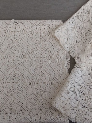 Handmade crochet set with table runner and 2 doilies, like new, white