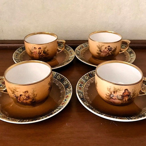 M.Z. Altrohlau porcelain set used, 4 cups and 4 saucers