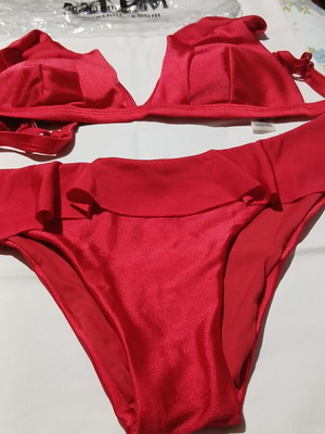 M&D Red Bikini with Ruffles, Size 46, New