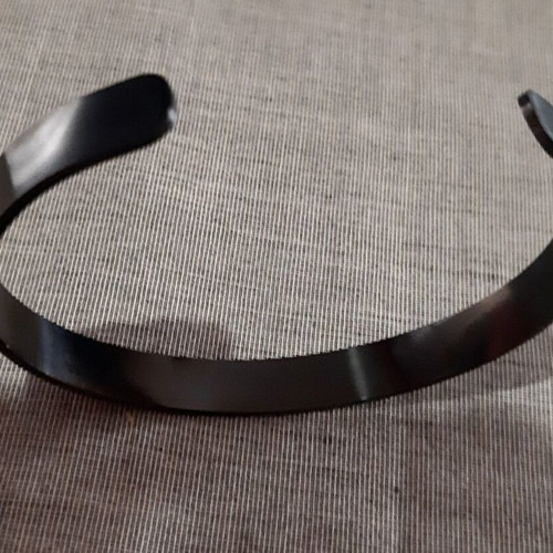 Classic men's bracelet cuff, black stainless steel