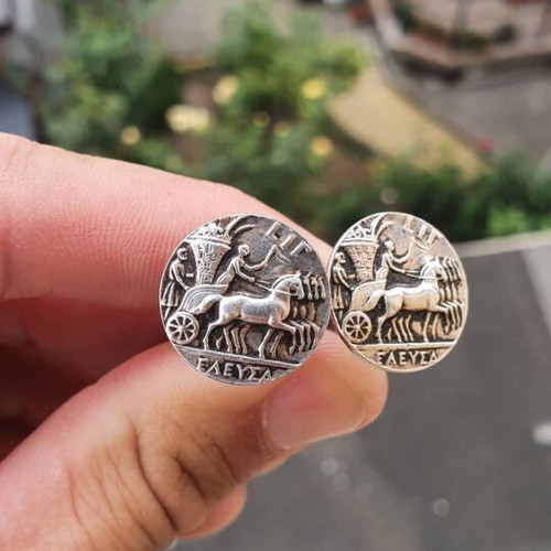 Chatenoud silver cufflinks used with antique chariot motifs