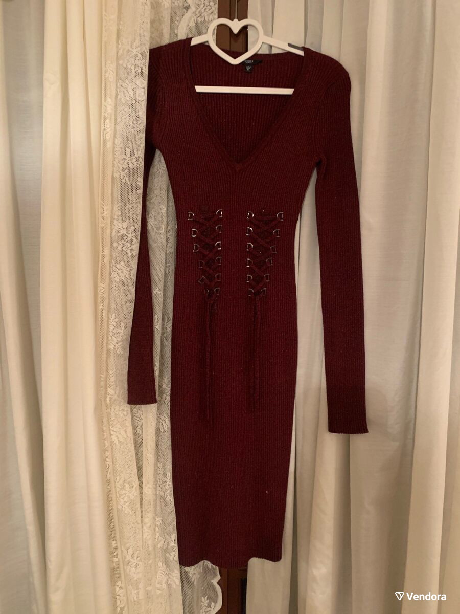 guess burgundy dress Burgundy Marled Knit Midi Dress main image 1
