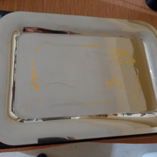 Stainless steel tray used with gold accents 45×30cm