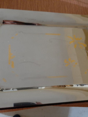 Stainless steel tray used with gold accents 45×30cm