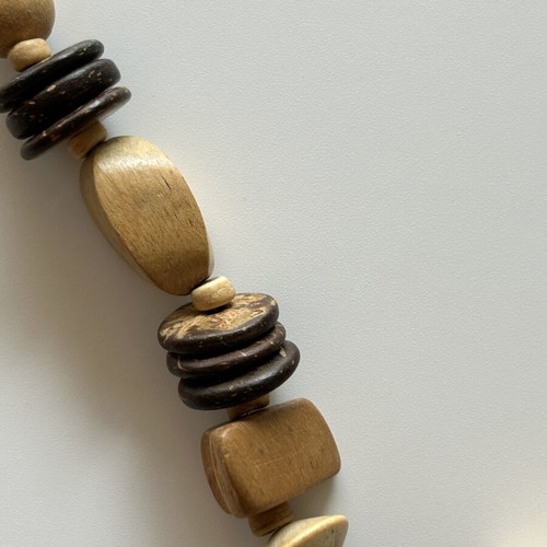 Set of 2 handmade necklaces with red, black, and brown beads like new