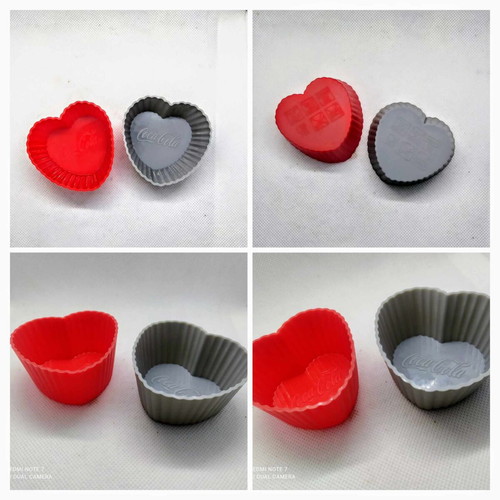 Coca-Cola silicone heart-shaped molds, new, set of 2