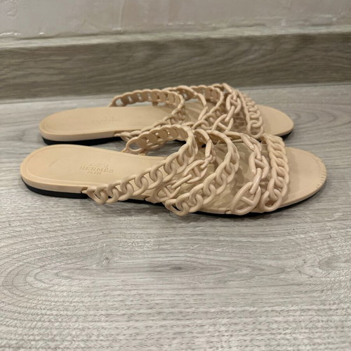 Hermès Rivage sandals size 40 like new, beige rubber chain design