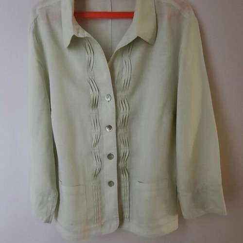 Linen shirt with 3/4 sleeves Public like new, soft green, size XXXL