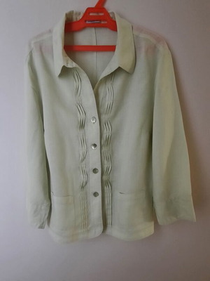 Linen shirt with 3/4 sleeves Public like new, soft green, size XXXL