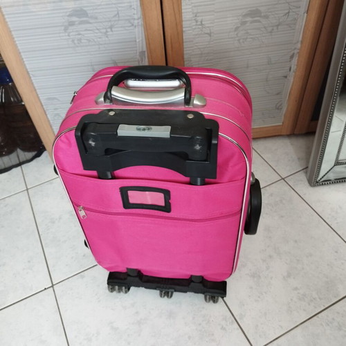 Cabin suitcase used 37x22x57 pink with non-working telescopic handle