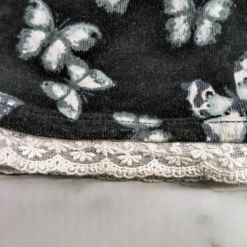 H&M girls' denim skirt size 128 with butterflies and lace, new