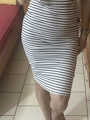 Ribbed midi dress black and white, new, fitted line