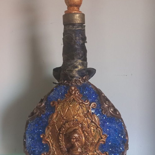 Decorative bottle handmade with decoupage techniques 30×14 cm