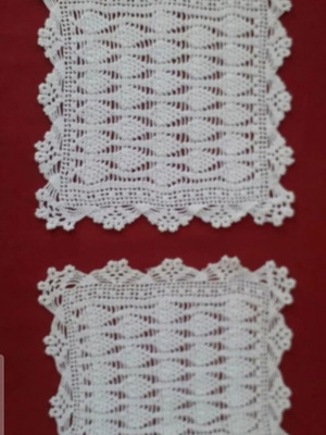 Set of two crochet doilies in ecru, new
