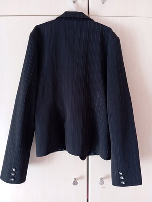 Women's black jacket like new with thin white stripe, size M