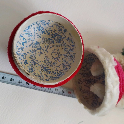 Vintage Christmas chenille candy box W.Germany like new