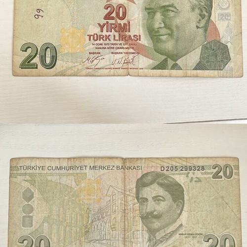 Turkey banknote 20 Turkish lira used