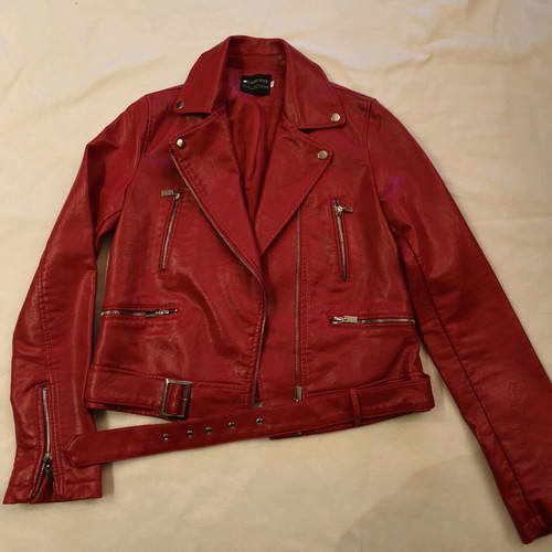 Κατακόκκινο biker jacket σαν καινούργιο, μέγεθος S/M