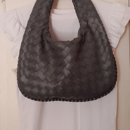 Paris Bag Shoulder grey like new, vegan PVC