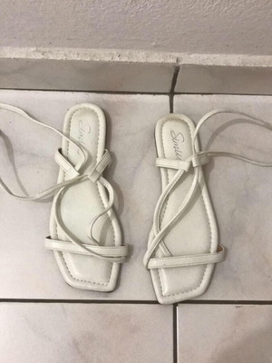 White sandals used, size 36, with ankle straps