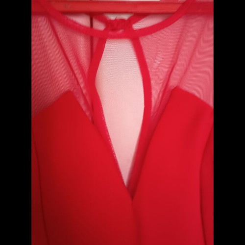 Maxi dress with tulle and transparency like new, red, size M