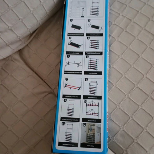 Metal shelf five levels with 8 hangers new