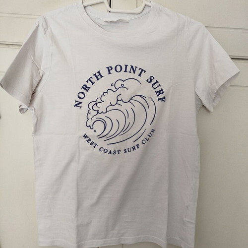 H&M White Boys' T-shirt 12-14 Years Like New with Wave Print