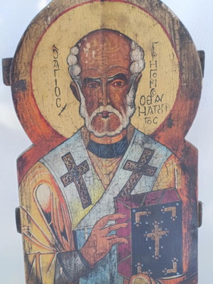 Russian Orthodox Painted Wood Icon Saint Gregory the Miracle-Worker used