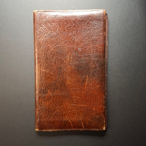 Vintage leather wallet used, brown real calf made in England