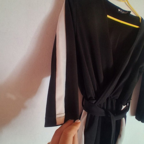 Hyper women's black jumpsuit with white stripes like new