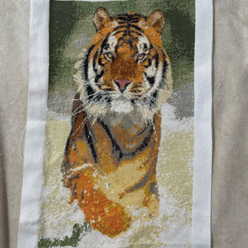 Handmade embroidery with cross-stitch, 24 x 41 cm