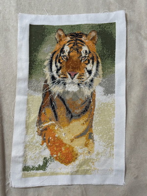 Handmade embroidery with cross-stitch, 24 x 41 cm