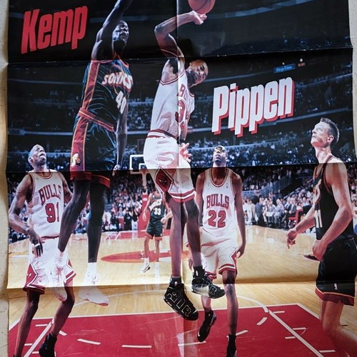 Rare Shawn Kemp/Scottie Pippen FIBA Basketball poster like new