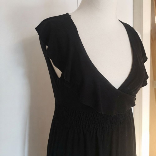 Ysatis black elegant dress with waist elastic, size S