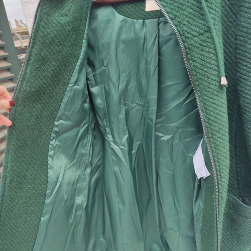 Esprit wool green coat with hood used, size M