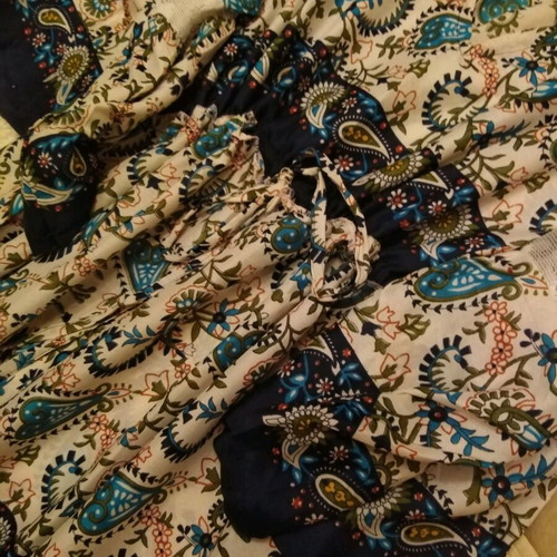 Long summer dress like new with pattern and adjustable waist