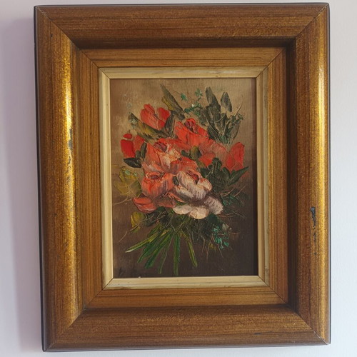 Oil painting used, 40x35 cm with solid wood frame