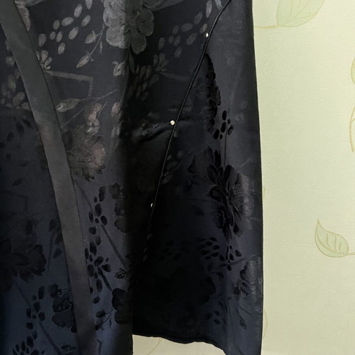 A-Style black skirt with floral pattern and satin detail, new