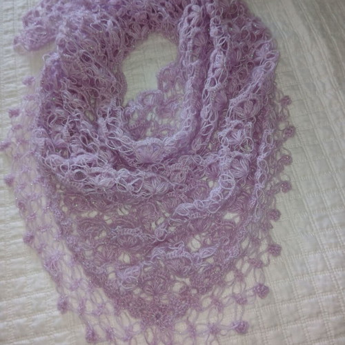 Handmade scarf with Alize Agora Gold Simli yarn