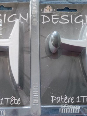 Towel hooks and hangers new, set of 2, silver-black matte