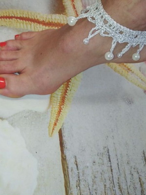 Κοσμήματα Barefoot για τα πόδια λευκό χρώμα, καινούργιο, με πέρλα