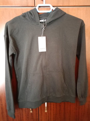 Kids zip-up hoodie new, black and gray, size 146-152 cm