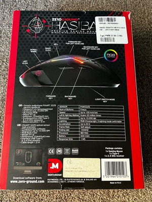 Zeroground MS-4200WG Hasiba v3.0 wireless RGB gaming mouse 10000 DPI black new