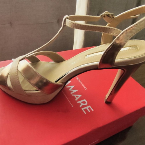 Mariamare Rose Gold & Nude Heeled Sandals size 40 like new