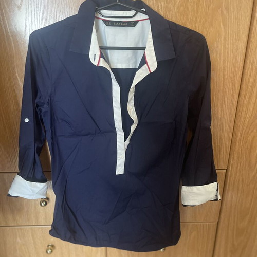 Zara shirt used, 3/4 sleeve, white and blue, sizes S and M