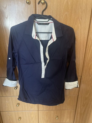 Zara shirt used, 3/4 sleeve, white and blue, sizes S and M